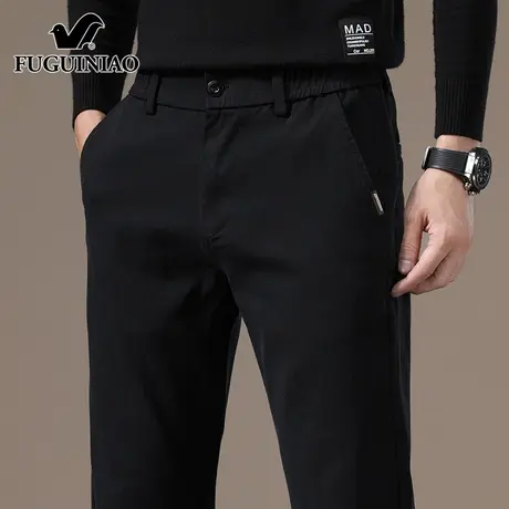富贵鸟黑色休闲裤男士2025年夏季新款运动裤弹力修身直筒长裤子男图片