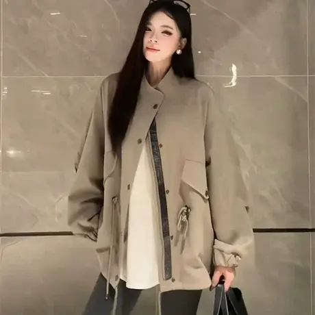 韩系英伦风高级感风衣外套女2025秋季新款小个子宽松休闲上衣早秋商品大图