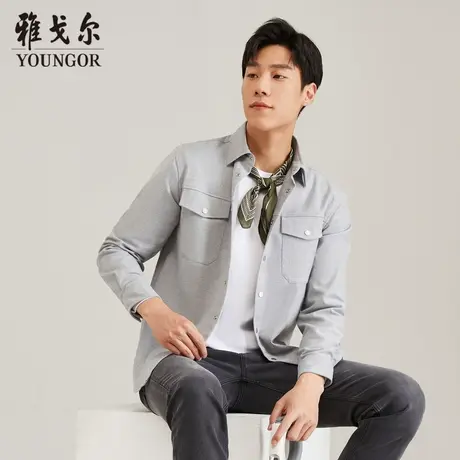 【外套式衬衫】雅戈尔官方outlets男士秋冬休闲双口袋长袖衬衫商品大图