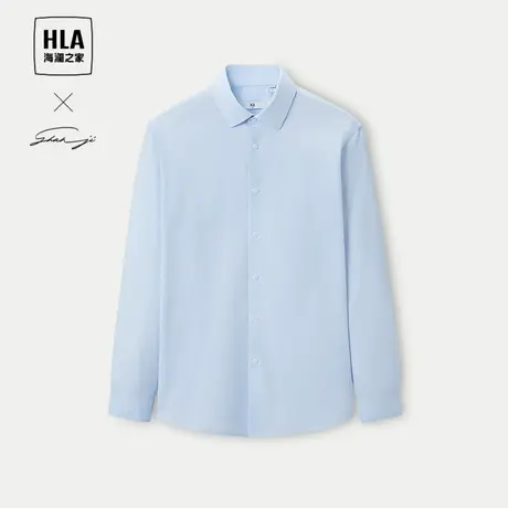HLA/海澜之家轻商务衫及系列长袖衬衫24春夏新免烫防晒翻领衬衣男图片