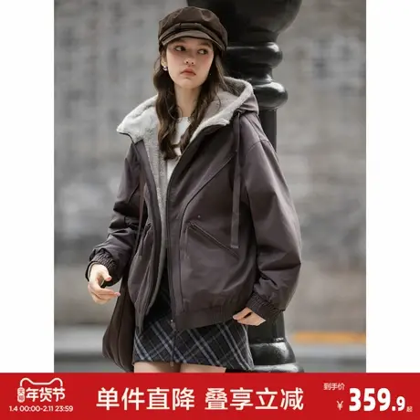 唐狮2026秋冬连帽外套女士上衣休闲百搭运动通勤外衣女高级感时尚图片