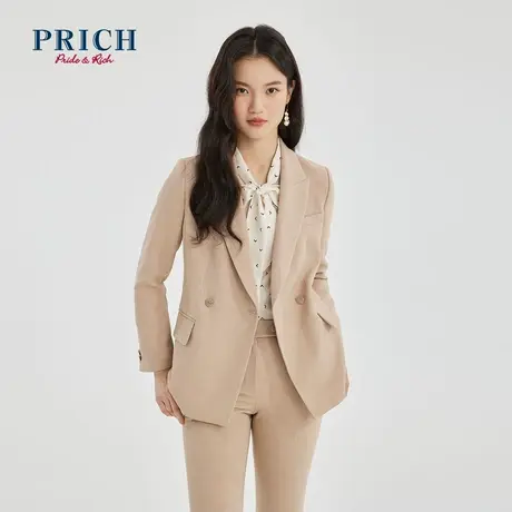 PRICH西装夏新职业套装休闲宽松双排扣职场外套女商品大图