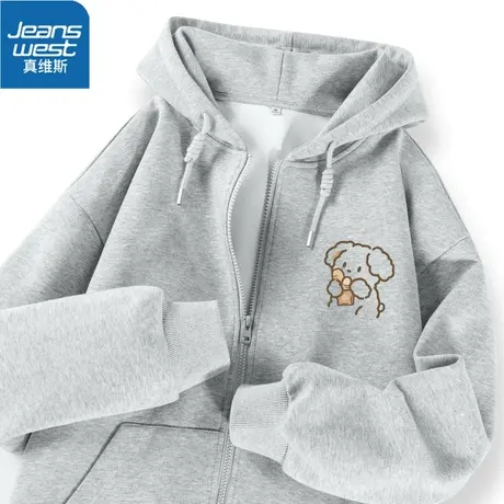 VR真维斯卫衣外套女连帽薄春秋季2023新款小个子oversize女装开衫图片