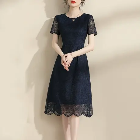 【1件7.9折】夏季新品连身裙修身裙子气质蕾丝裙优雅收腰连衣裙女商品大图