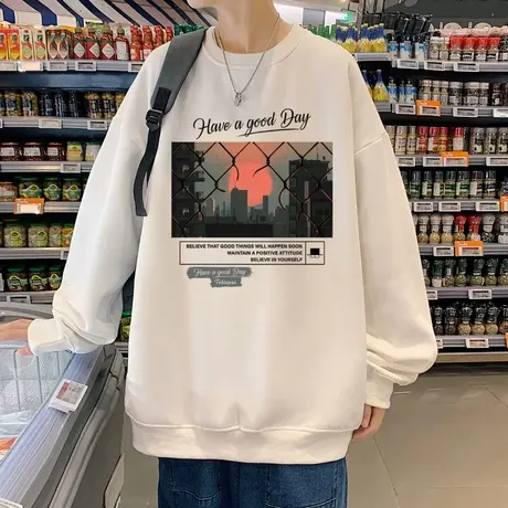 高街潮牌ins长袖卫衣男春秋季港风潮流宽松oversize小众男装上衣商品大图