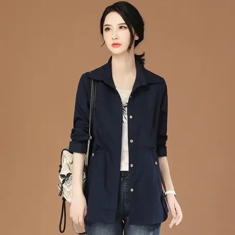 韩潮袭人2024新款高级感收腰小个子中长款风衣外套女春装大衣薄款图片