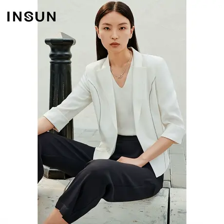 INSUN恩裳专选夏季短款无里布透气醋酸西装商品大图