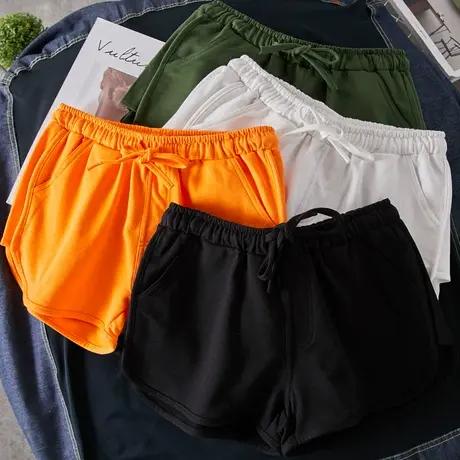 配长T恤的打底短裤下衣失踪女彩色运动裤小个子女可外穿裤子夏商品大图