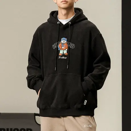 休闲青少年潮牌男装连帽摇粒绒厚款百搭潮流宽松秋季男装时尚卫衣图片
