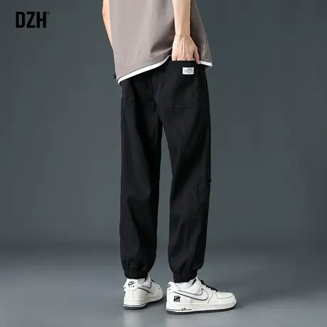 男士黑色休闲裤男束脚春季抽绳显瘦百搭裤子男款2025新款潮牌长裤商品大图