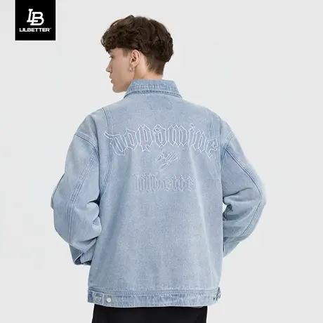 LiLbetter牛仔外套男2023秋冬款复古休闲男装潮牌百搭宽松夹克LB商品大图