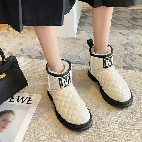 网红雪地靴女冬2024年新款百搭厚底学生加绒加厚保暖时尚面包棉鞋图片