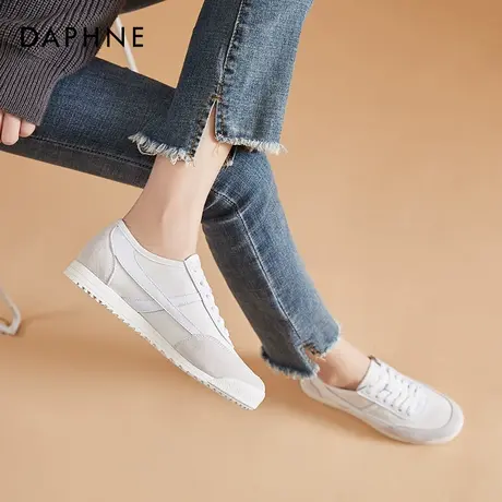 达芙妮真皮老爹鞋女显脚小2021新款阿甘鞋圆头运动鞋平底休闲鞋子商品大图