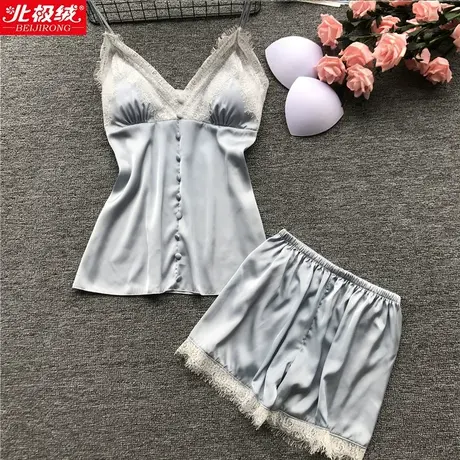 春睡衣女性感丝绸吊带睡裙带胸垫冰丝薄款睡袍家居服夏季商品大图