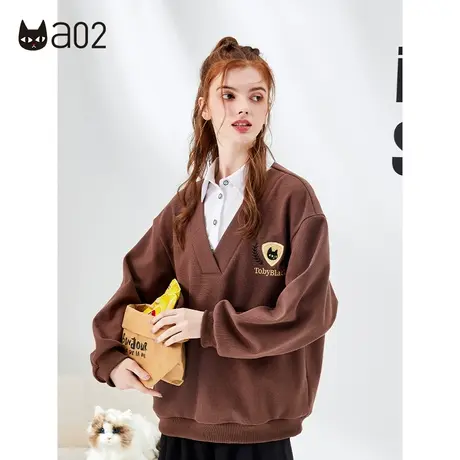 【呼呼严选专享】a02学院风加绒卫衣女2023秋冬卫衣甜酷减龄上衣商品大图