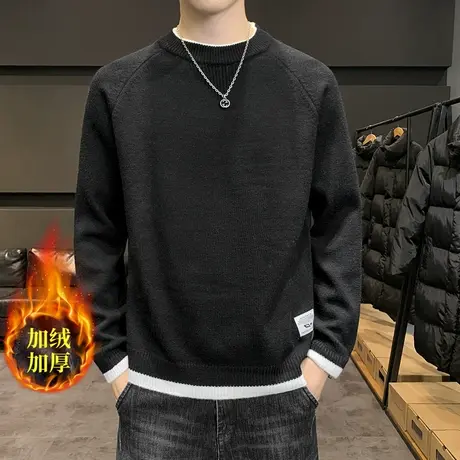 毛衣男士秋冬季加绒加厚保暖内搭羊毛衫男款半高领修身针织打底衫图片