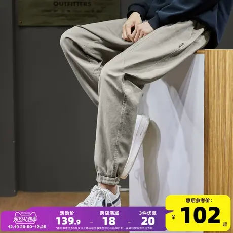 唐狮2023春秋新款潮牌休闲裤男士简约显瘦直筒长裤宽松裤子男商品大图