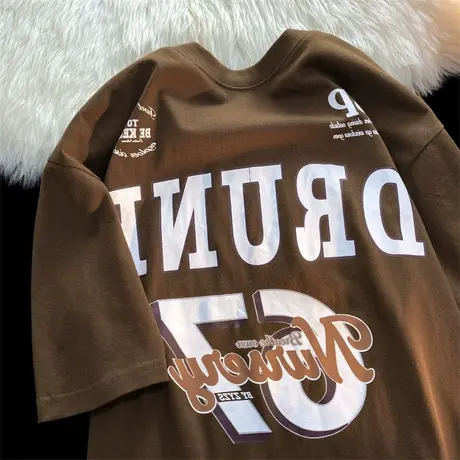 纯棉印花字母设计感短袖t恤女夏季ins潮牌宽松半袖chic港味上衣服图片