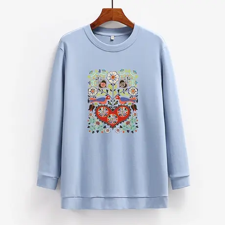 中长款睡衣上衣单件卫衣女可外穿有口袋套头圆领长袖商品大图