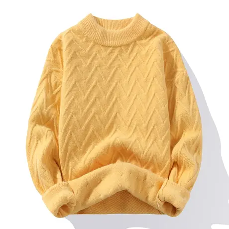 男士加厚毛衣冬季超流行休闲纯色毛线衫个性高领底衫本命年针织衫商品大图