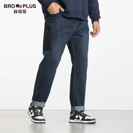 胖哥哥大码牛仔裤男加肥加大宽松弹力直筒胖子肥佬男士长裤子秋款商品大图