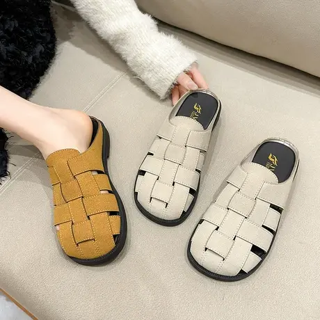 包头凉鞋女居家外穿2024年春夏季新款复古百搭单鞋平底透气凉拖鞋图片