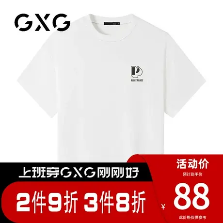【新品】GXG男装 【炫彩字母】夏季时尚印花宽松版圆领短袖t恤商品大图