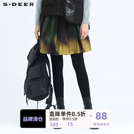 sdeer圣迪奥个性织带渐变百褶A字短裙艺术生风格半身裙S20481301图片