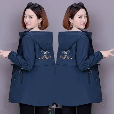 两面穿中长款外套女小个子大码女士风衣2023新款春秋中年妈妈外衣图片