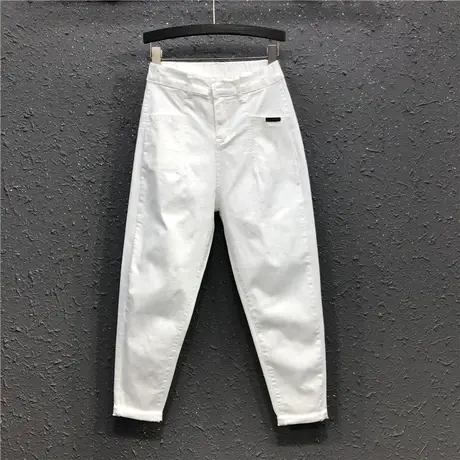 白色哈伦裤宽松显瘦欧货23春夏新款休闲高腰牛仔老爹裤小脚长裤女图片