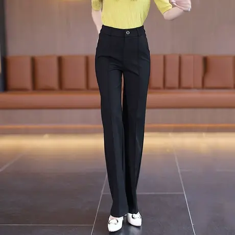 女士高级垂感阔腿裤春秋2023新款立体中缝直筒裤宽松显瘦长裤女装图片