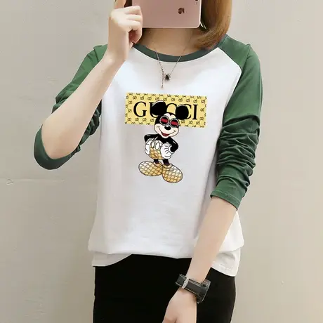 韩国时尚t恤女长袖2022年春装新款纯棉休闲百搭宽松显瘦上衣体恤商品大图