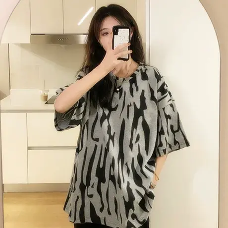 2023年春夏季新款女装别致设计感小众薄款上衣服ins潮宽松短袖t恤图片