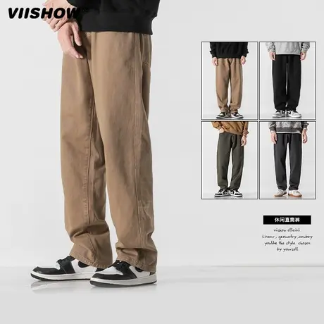 VIISHOW休闲裤男春秋季韩版潮流牌直筒宽松休闲复古百搭纯棉长裤商品大图