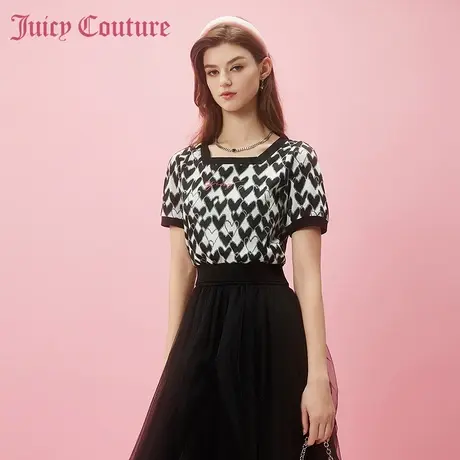 Juicy Couture橘滋2024新款满满爱意刺绣爱心提花女式针织衫图片