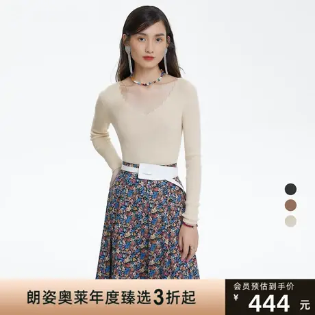 俪雅/LANCY商场同款新款长袖圆领针织衫女薄毛衣专柜正品商品大图