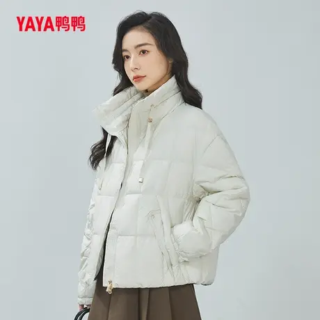 鸭鸭轻薄羽绒服女2023秋冬季新品连帽宽松时尚简约短款外套J图片