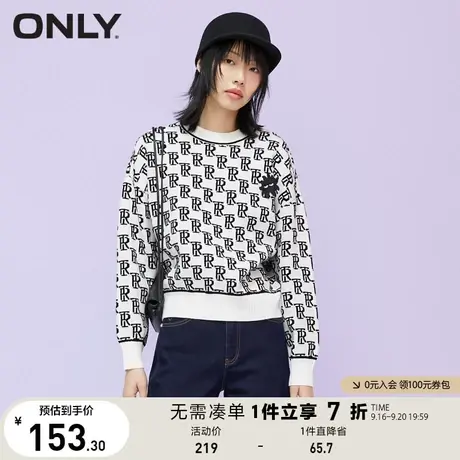 ONLY奥莱春夏宽松字母满印时髦小怪兽毛针织衫女商品大图