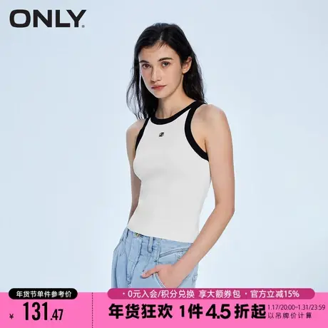 ONLY2023冬季新款休闲百搭舒适字母圆领无袖针织衫女|123224041商品大图