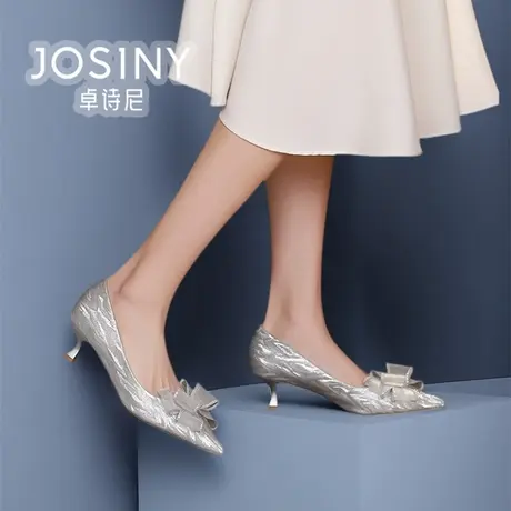 卓诗尼单鞋女2024春款新款高跟鞋女蝴蝶结女鞋商场同款402A15061商品大图