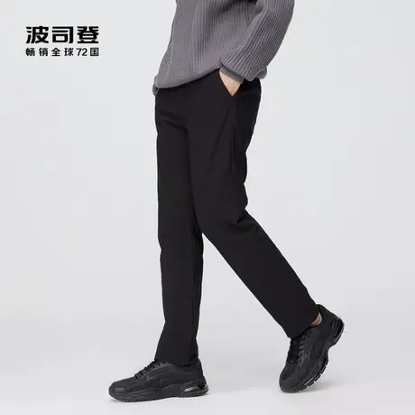 波司登奥莱男装黑色简约纽扣时尚百搭直筒外穿长裤羽绒裤防风保暖图片