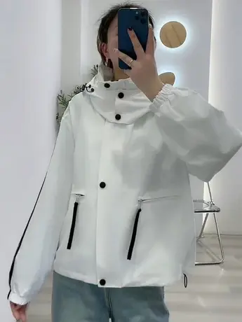 2023新款春秋款短款拼接宽松外套女韩版时尚夹克休闲上衣休闲女装商品大图