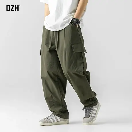 男士军绿色工装裤子男美式高街宽松直筒裤休闲裤2023新款秋季男裤商品大图