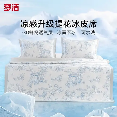 【烈儿宝贝】梦洁凉席夏季新款冰丝席可水洗三件套软席可折叠软席商品大图