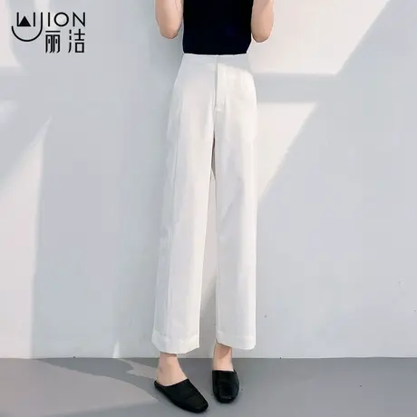 夏季轻薄白色裤子冰凉丝阔腿裤女款奶奶裤2025新款九分直筒西装裤商品大图
