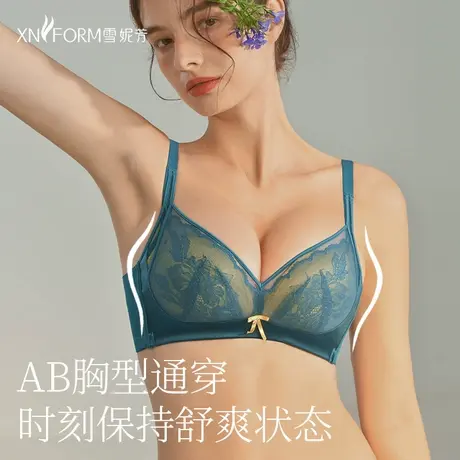 雪妮芳小胸显大无钢圈文胸X软托聚拢胸罩高档性感蕾丝透气内衣商品大图
