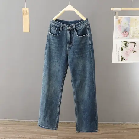 韩版高腰阔腿牛仔裤女2023春秋新款显瘦百搭复古直筒裤拖地裤子潮图片