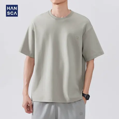 hansca凉感男士睡衣冰皮短袖t恤2025夏季家居服时尚印花休闲上衣商品大图