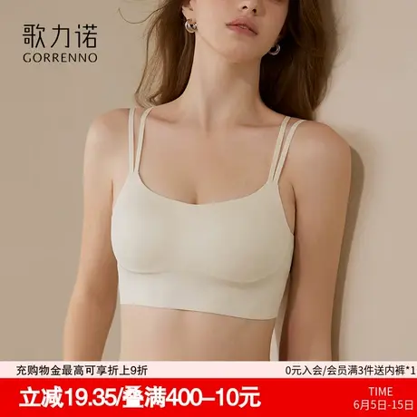 歌力诺运动内衣女小胸聚拢收副乳无痕抹胸防走光美背一体式文胸罩商品大图