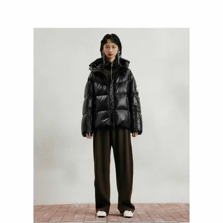 子苞米冬季新款连帽立领短款时尚百搭女式羽绒服图片
